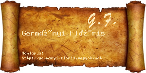 Germányi Flóris névjegykártya
